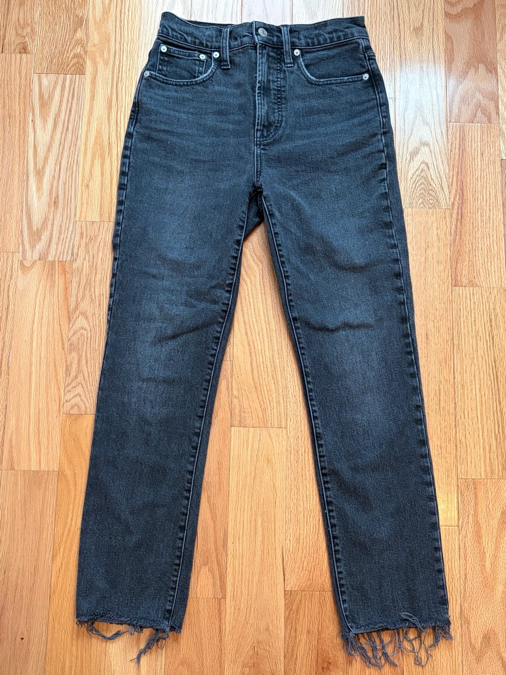 Madewell Black Distressed Hem Jeans